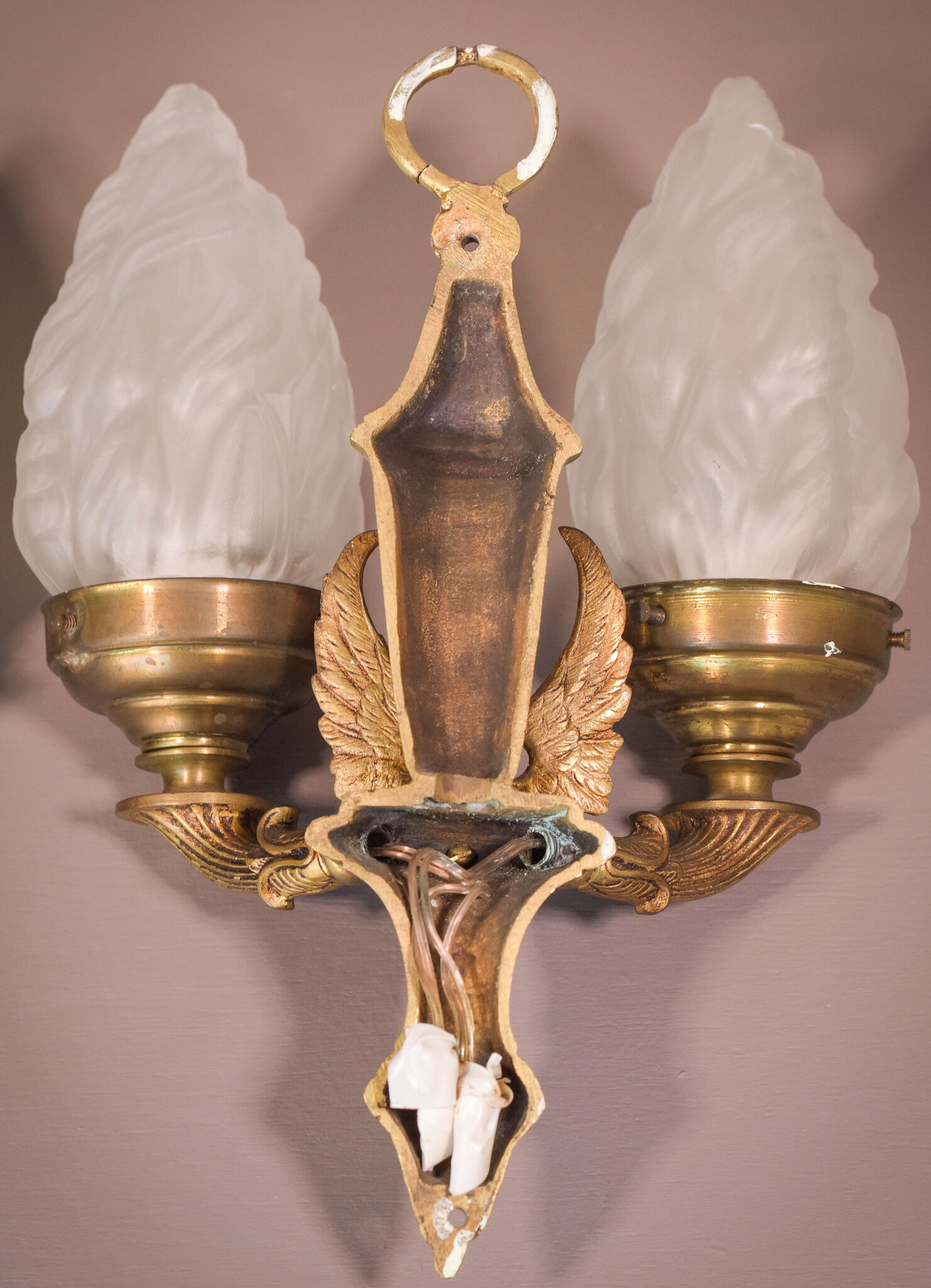 Pair of Wall Lamps with Angels