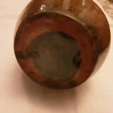 BROWN GLAZED STONEWARE SOLIFLORE VASE SIGNED BARRAULT 1965