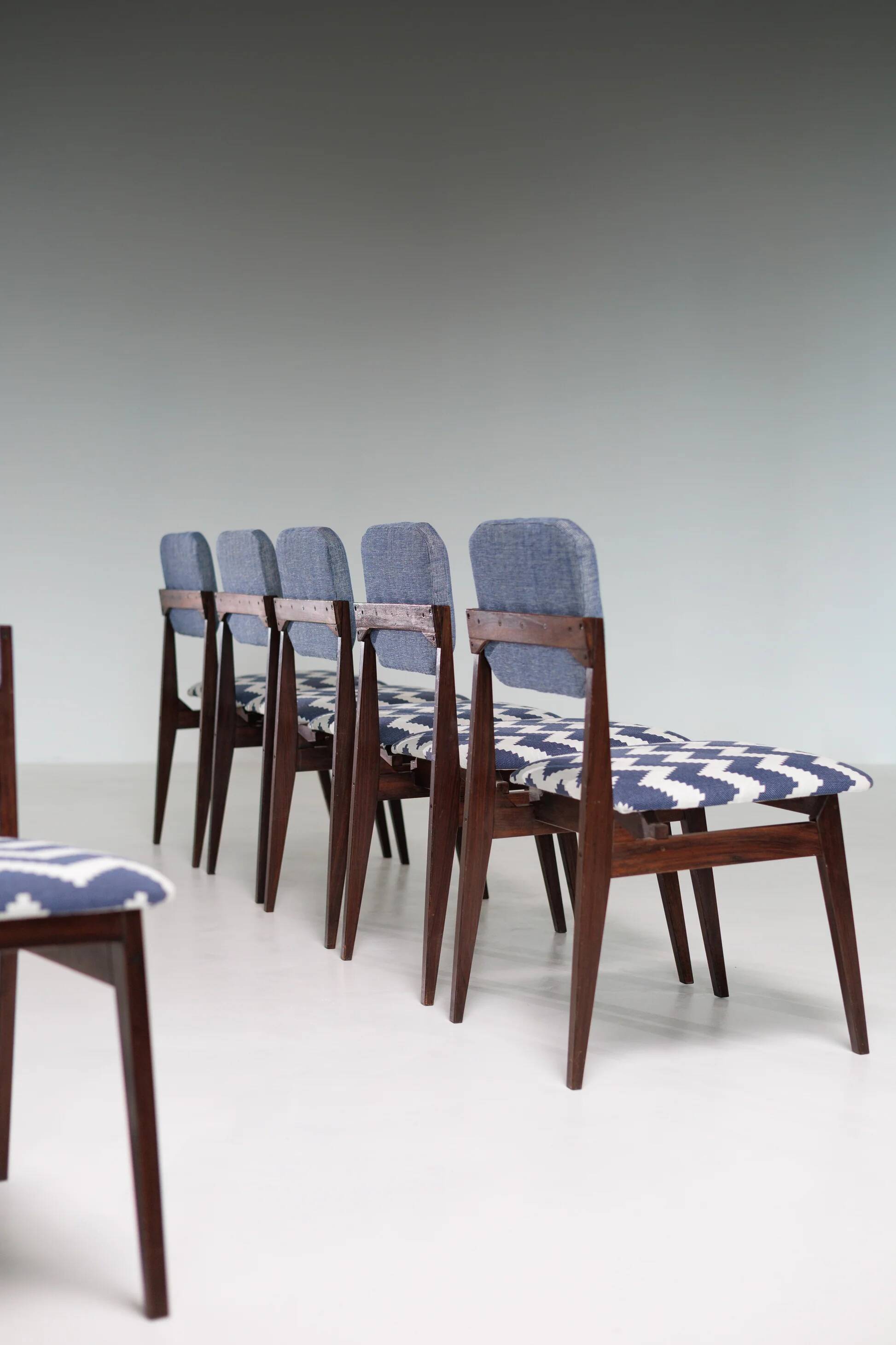 Set of six Italian mid-century dining chairs, 1960s
