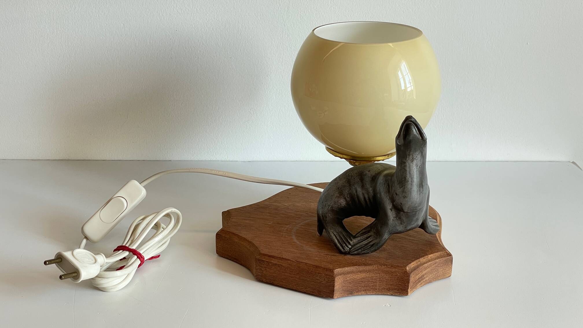 Art Deco Sea Lion blown glass lamp