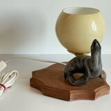 Art Deco Sea Lion blown glass lamp