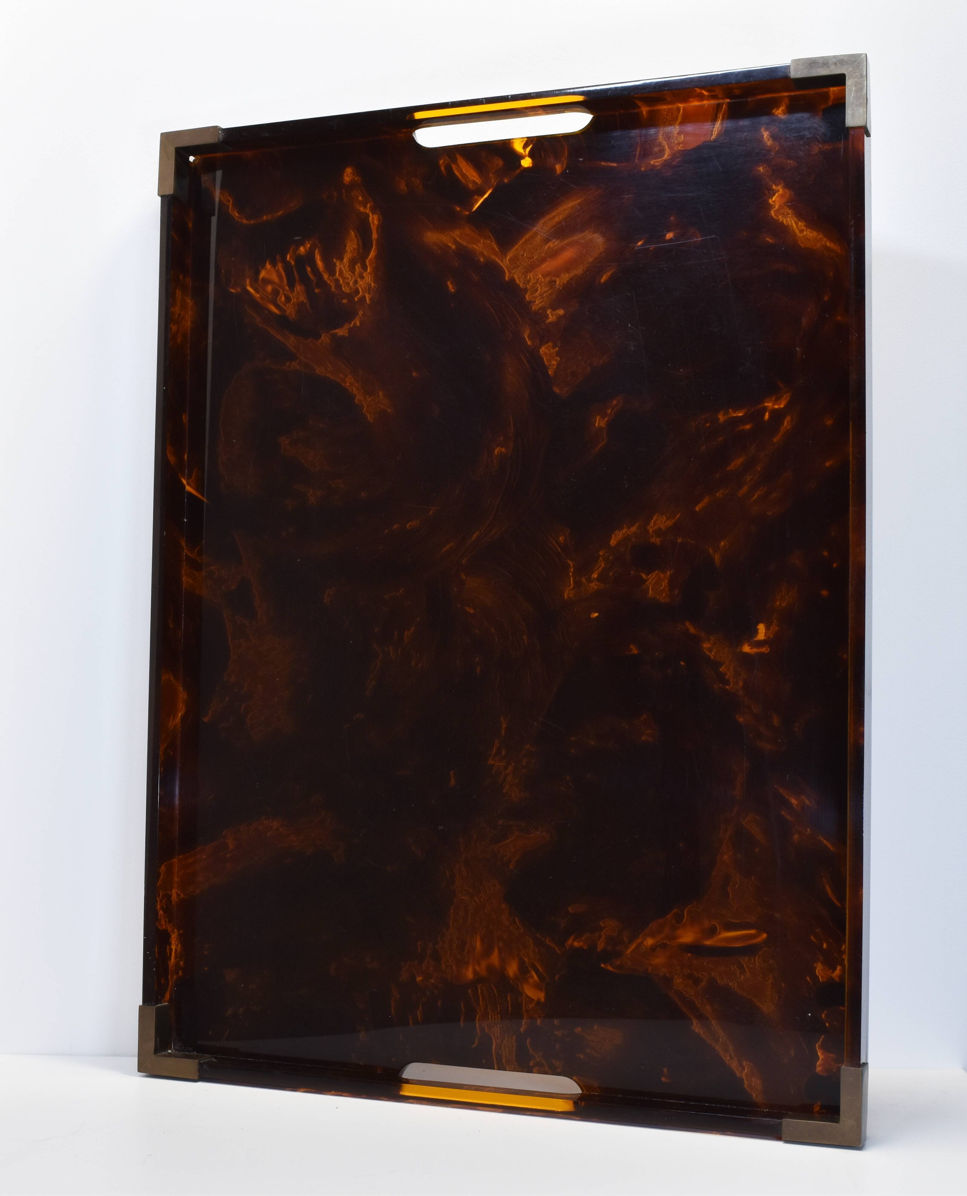 Tray 1970 plexiglass decoration scale and brass