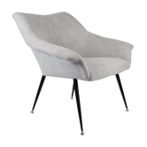 Vintage armchair "Shell", upholstered, Germany, 60s, grey fabric