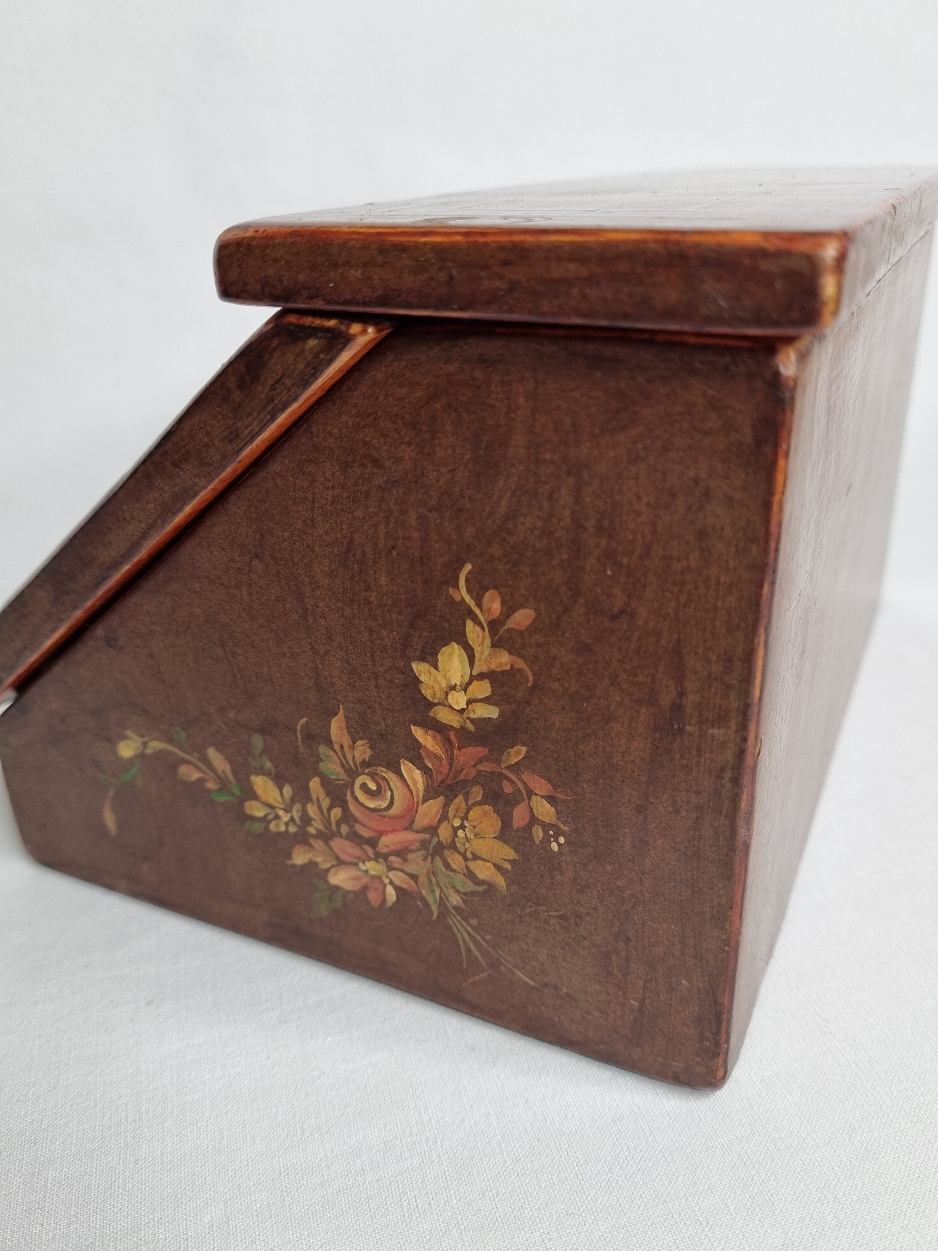 Vintage letter holder box decorated and hand-painted