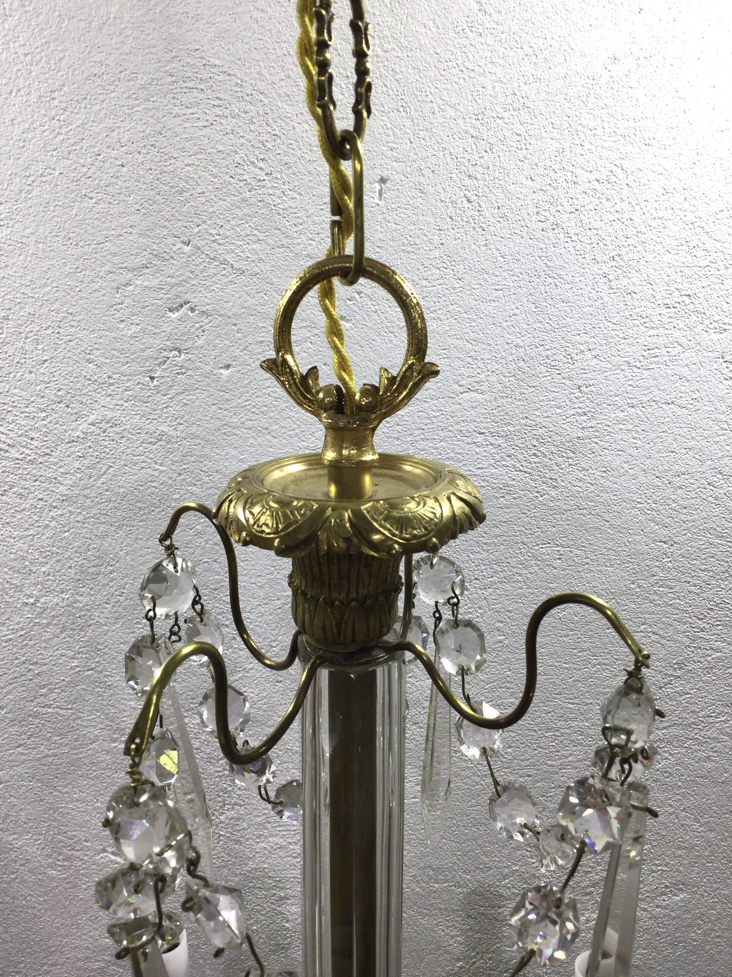 4-light bronze Napoleon III chandelier