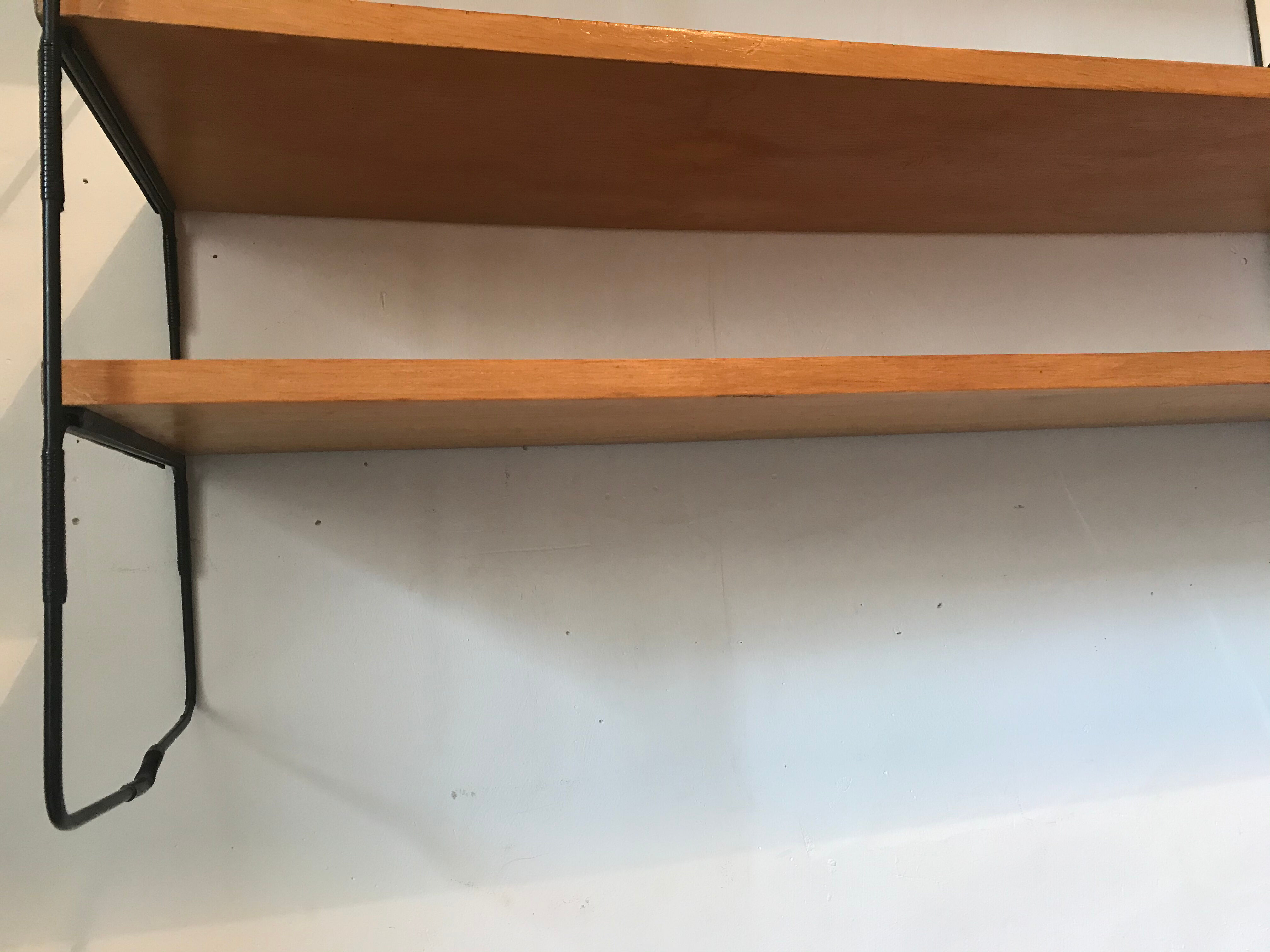 Vintage thong shelf wood and metal