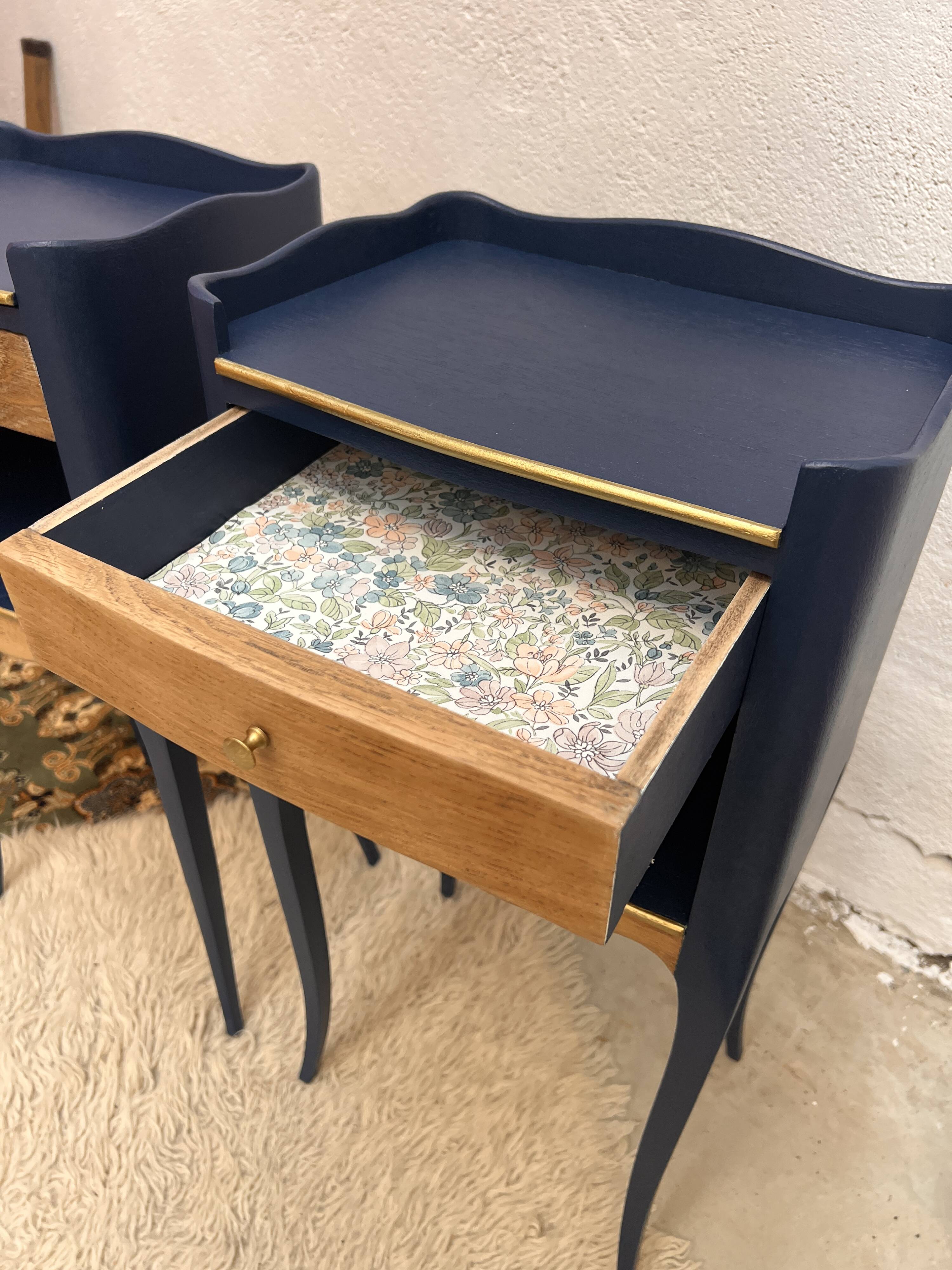 Pair of vintage oak bedside tables