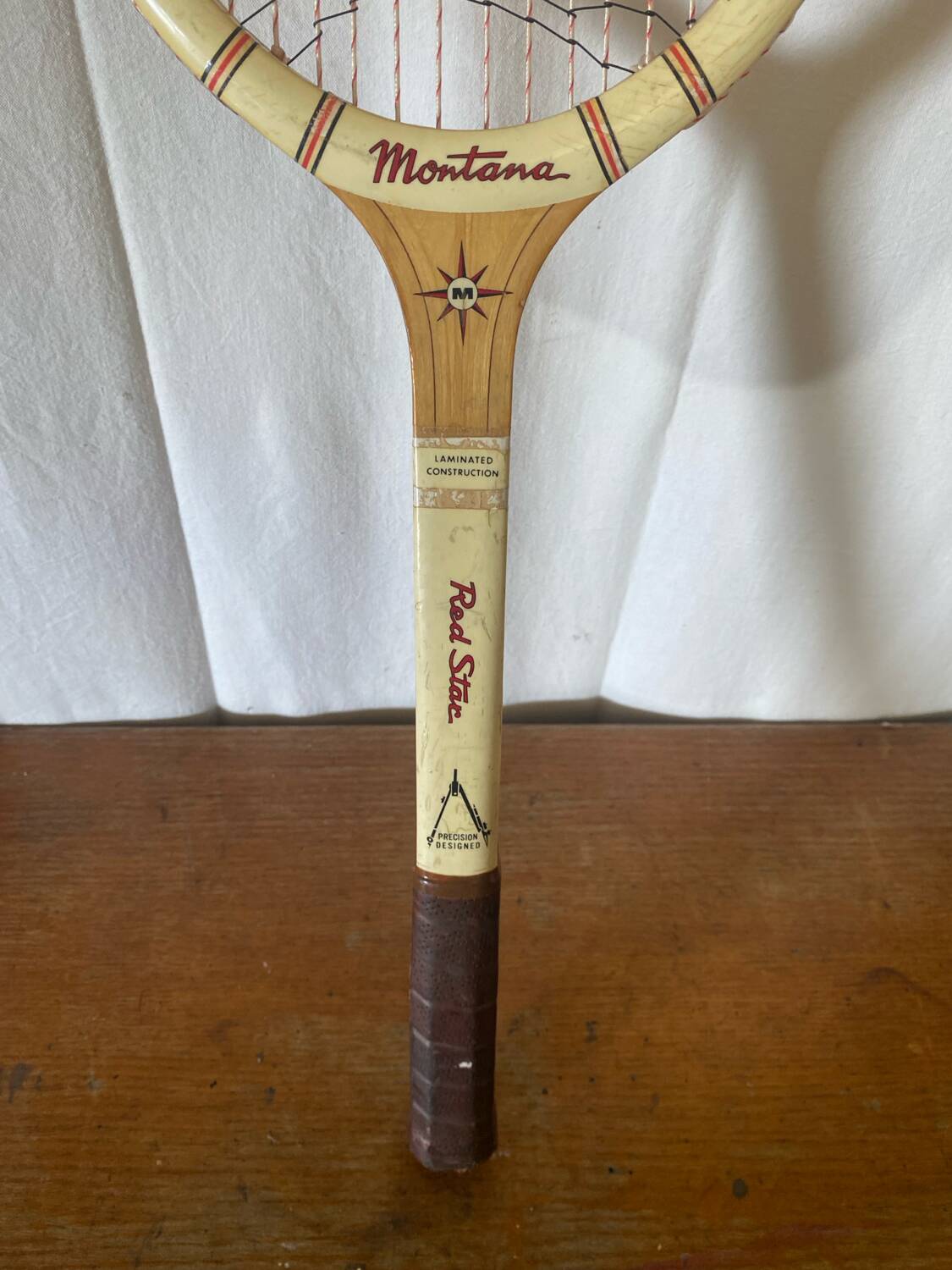 Vintage montana red star wood tennis racket