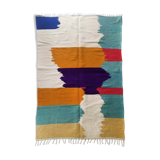 Moroccan Berber Kilim carpet ecru with colorful flats 290x179cm