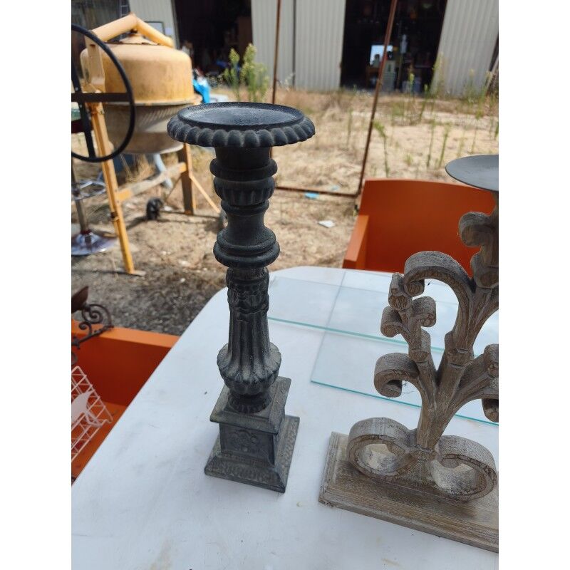 4 wooden candle holders