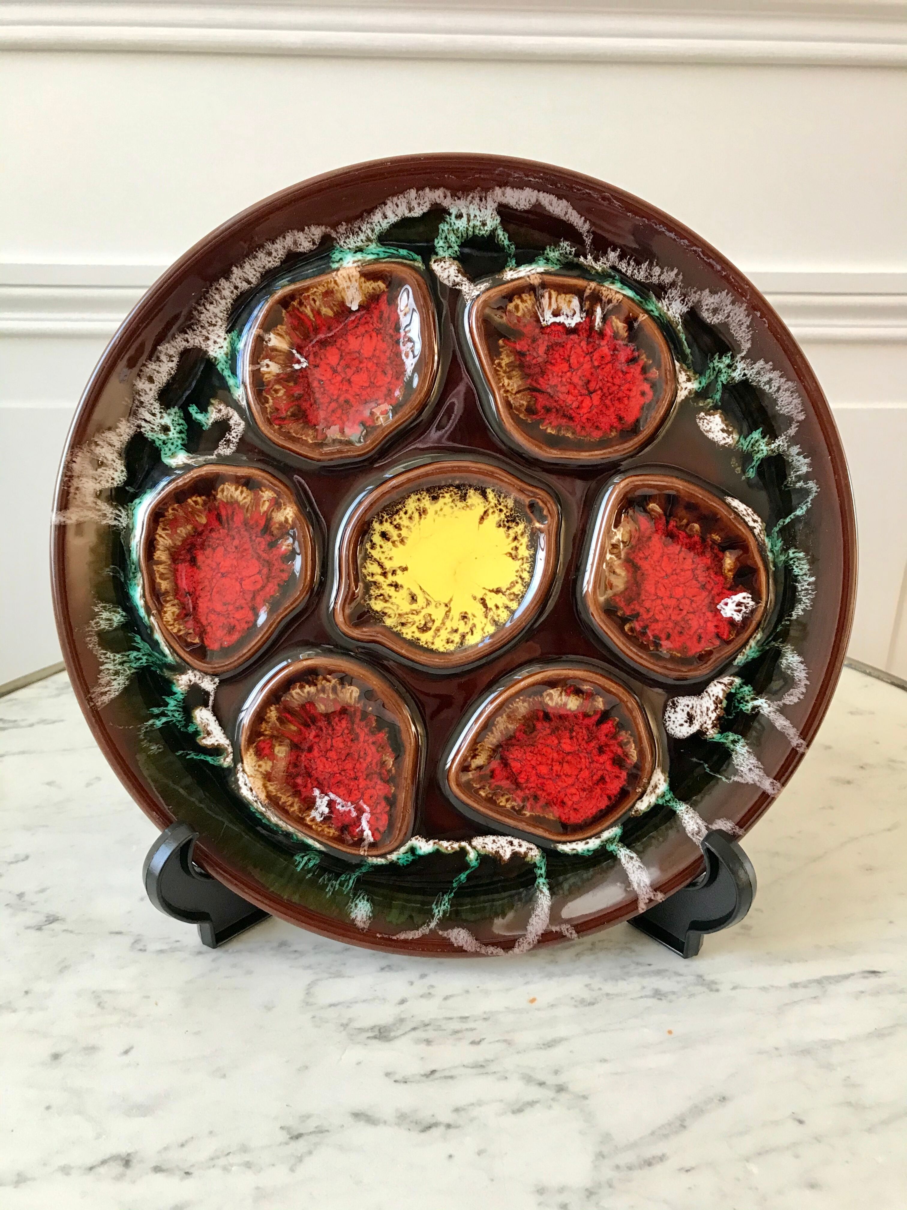 Oyster dish Vallauris style 70s