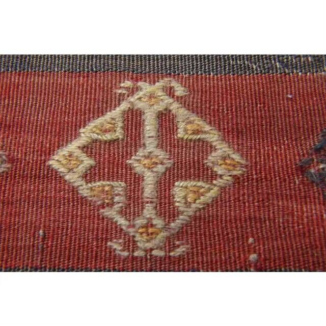 Turkish Kilim Vintage Handmade Wool Runner Rug Orange Gray Runner 66x334