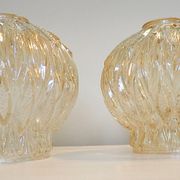 Pair of vintage globes for lighting - amber glass