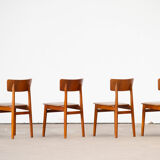 Series of 4 scandinavian chairs with curved back 1960