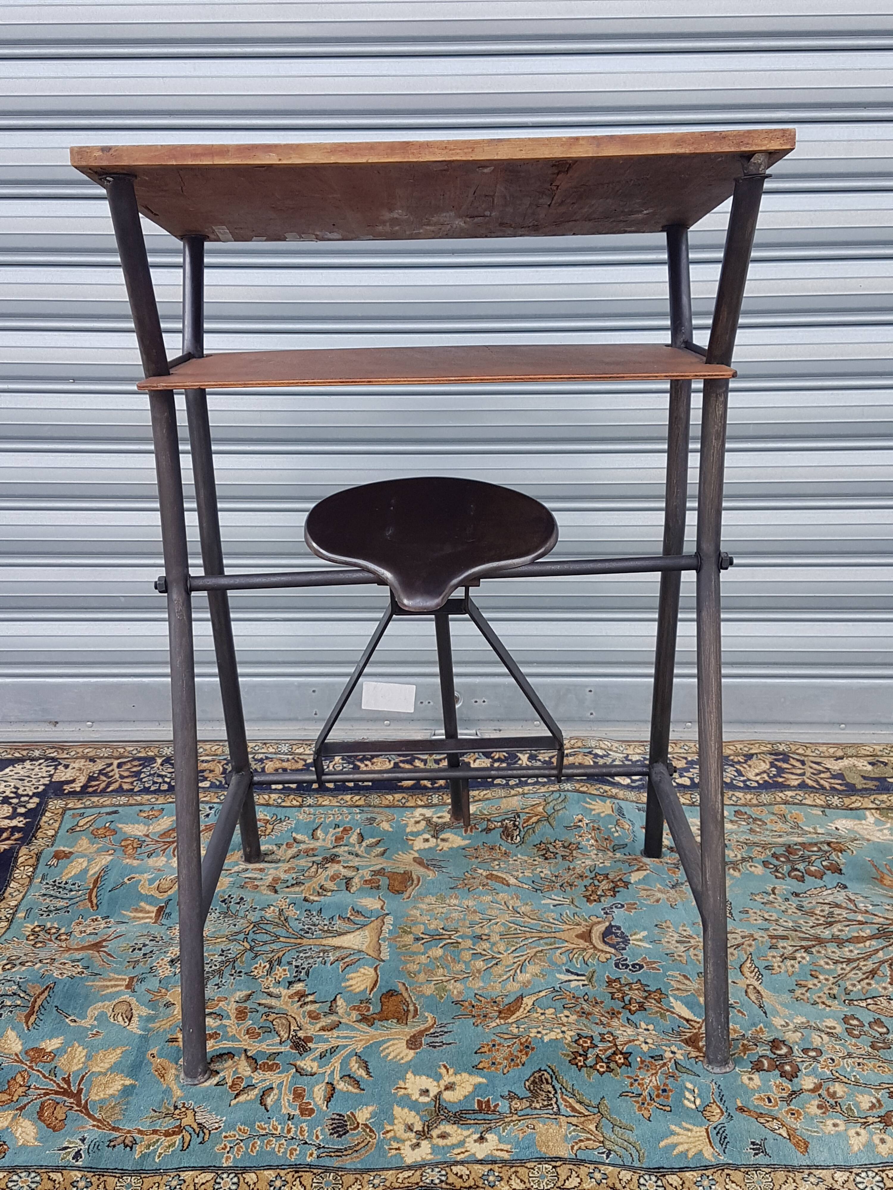 Architect's desk with integrated stool