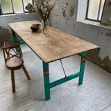 Vintage guinguette table 230 cm green