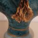 Vintage turquoise decorative vase – Mediterranean artisanal earthenware