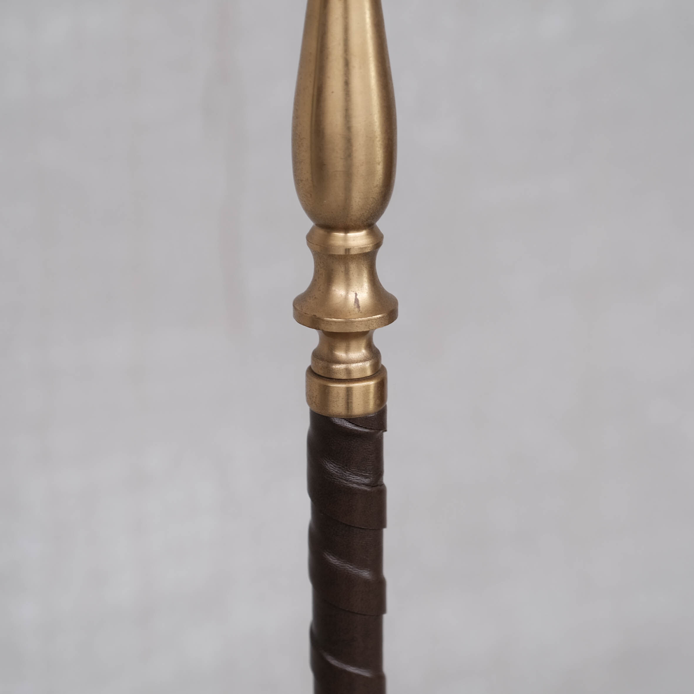 Pair of Leather and Brass Mid-Century Einar Bäckström Floor Lamps