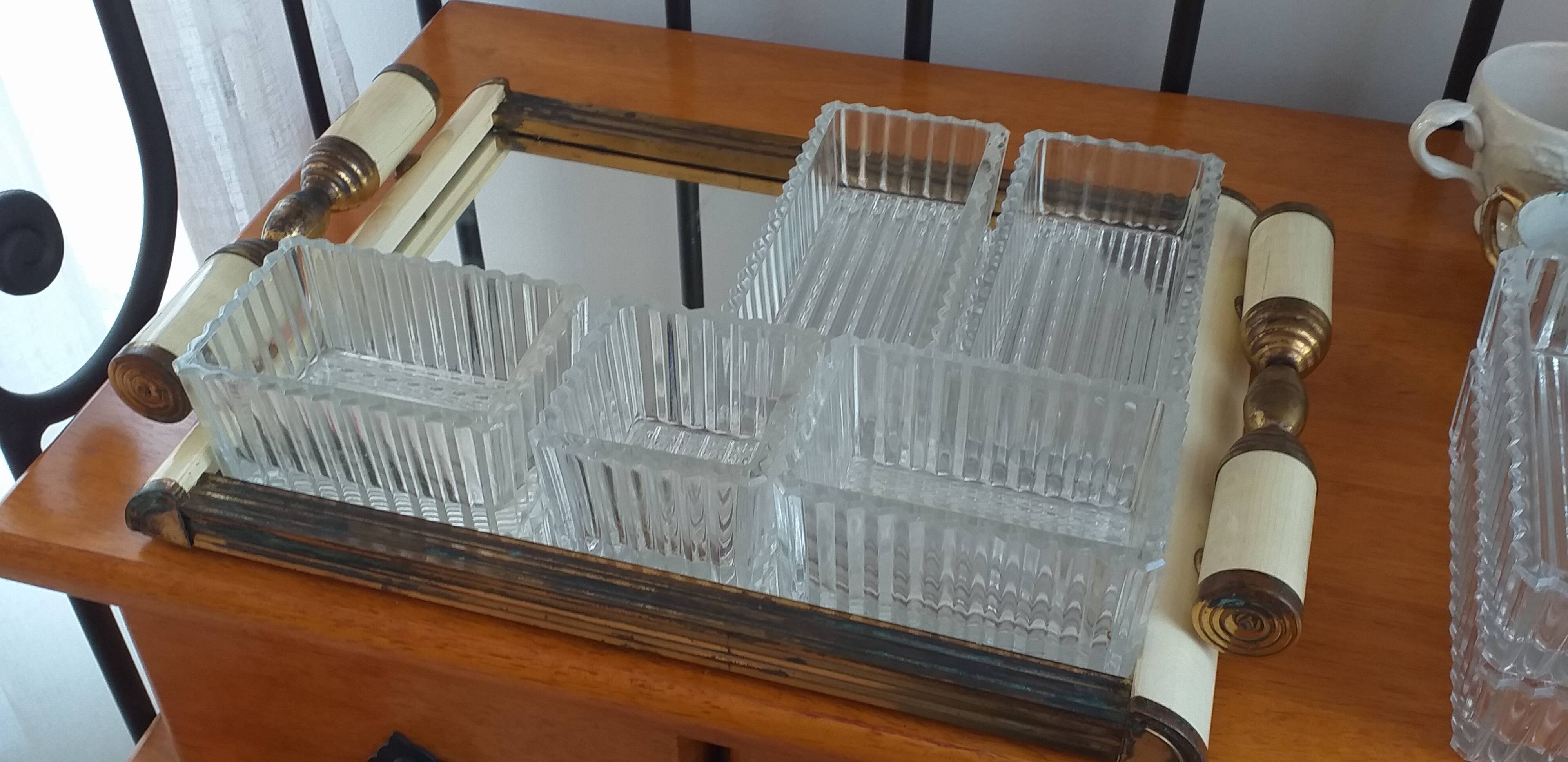 Mirror top with its 7 art deco glass cups