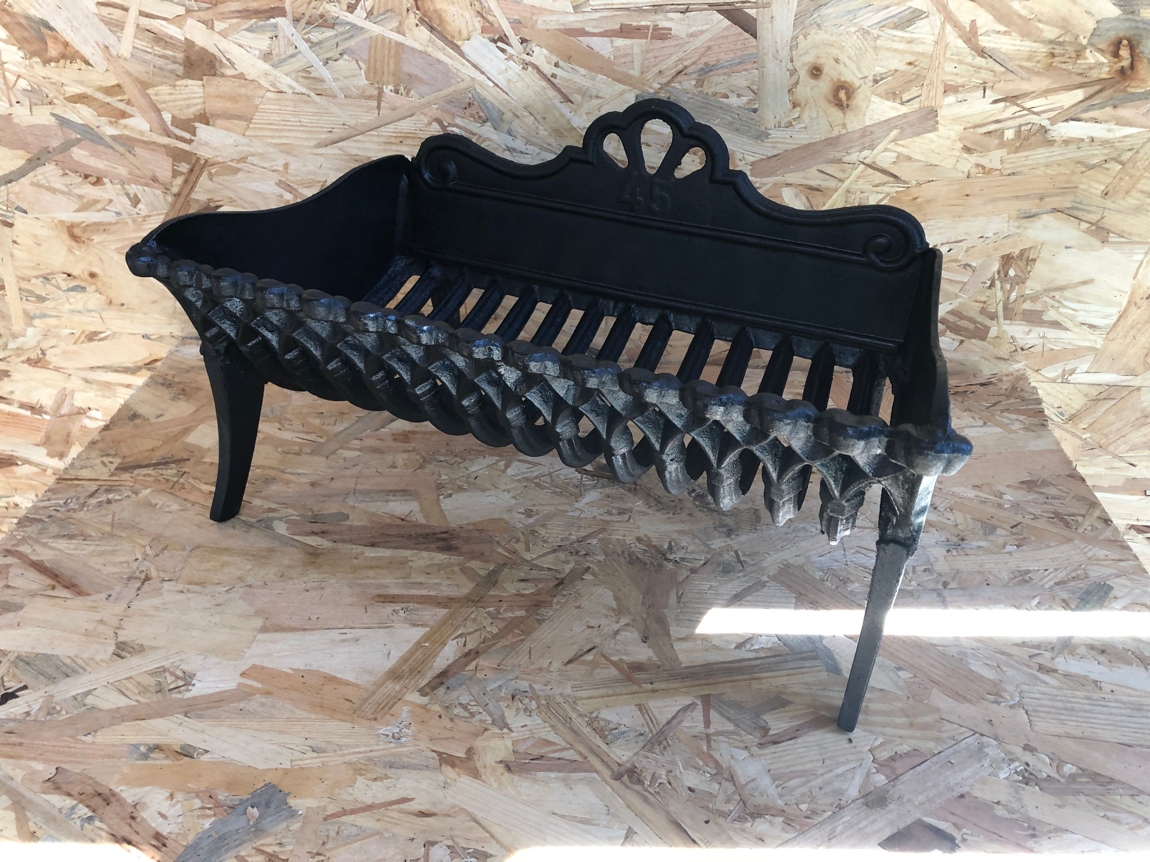 Old fireplace fireplace openwork grid cast iron black + removable plate vintage