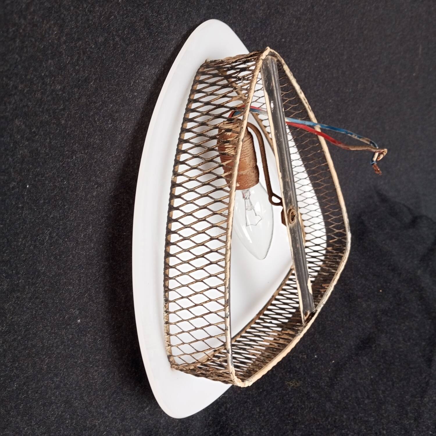 1950s ceiling light in metal and plexiglass