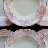 6 vintage Lunéville ironstone soup plates - “Mauresque” red