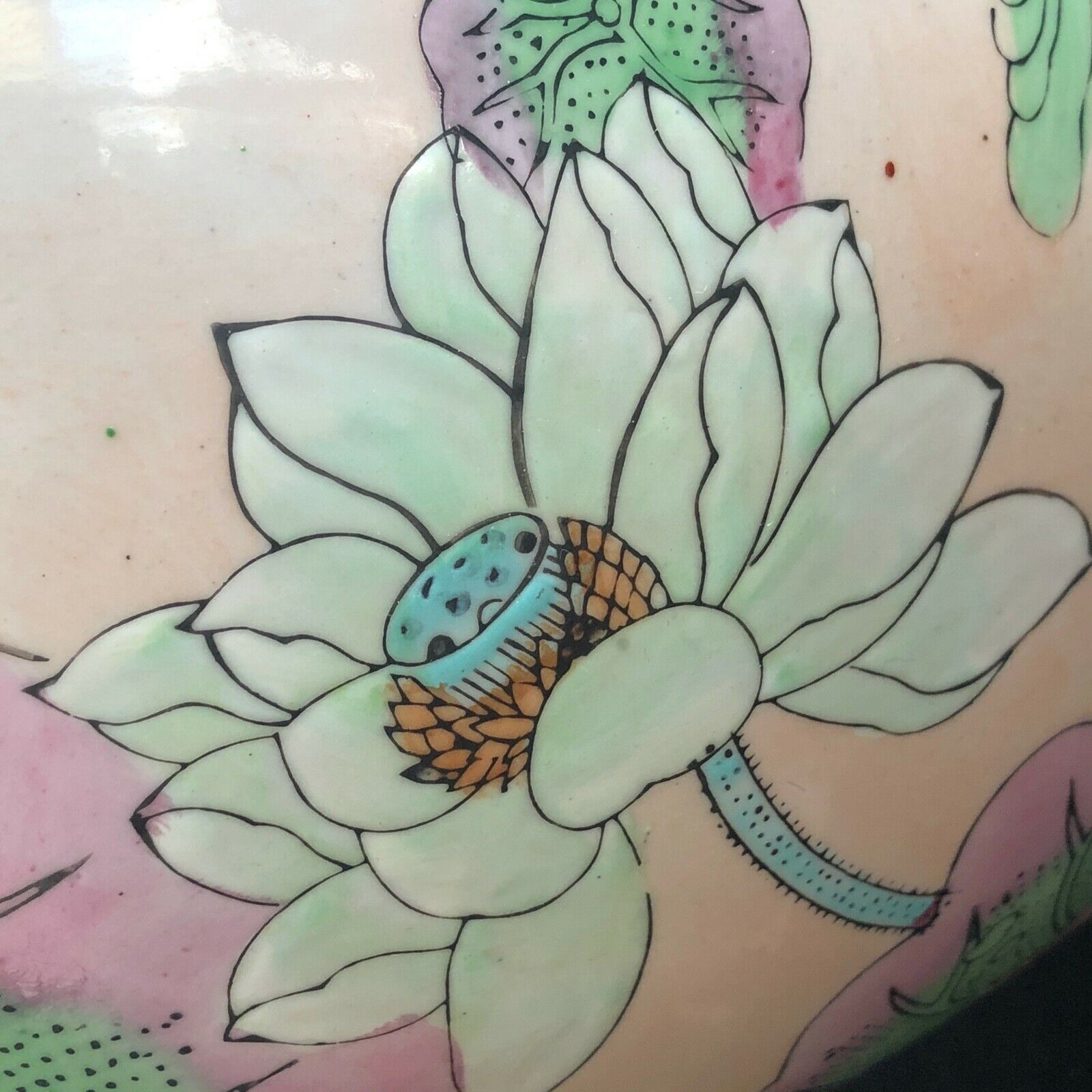 China enamel lotus vase China 19th Height 30.02 cm