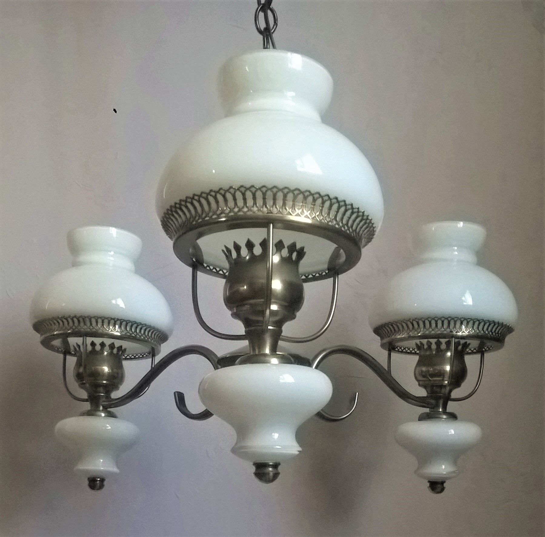 Gloss metallic patinated and gold and double opalines three fires Scandinavian style of the 30s