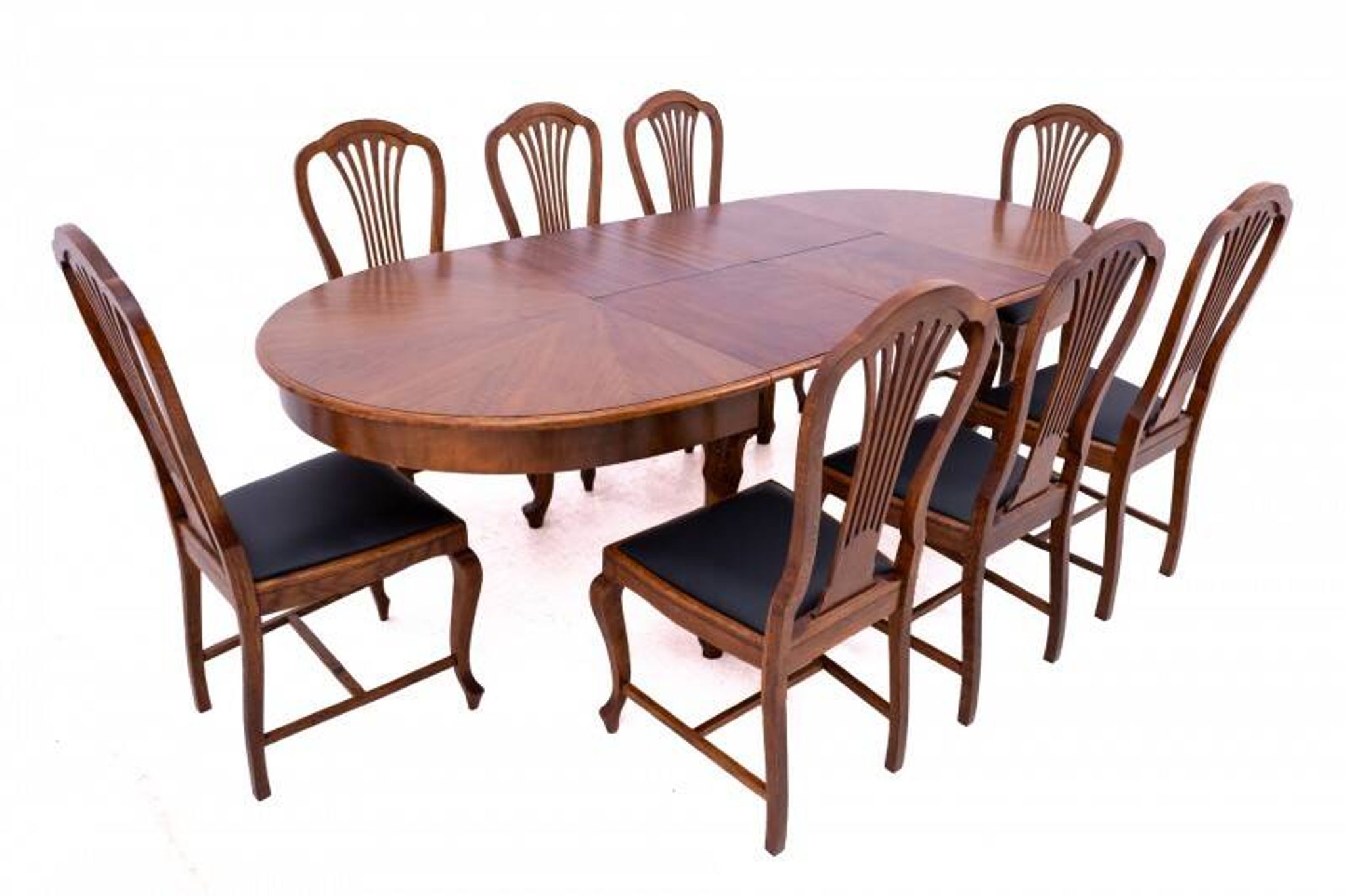 Large extendable table with eight chairs, late 19th century, France. After renovation.