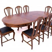 Large extendable table with eight chairs, late 19th century, France. After renovation.
