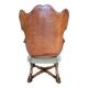 Rare leather and oak wing chair designed by Theo Ruth for Artifort / f 297 from 1949