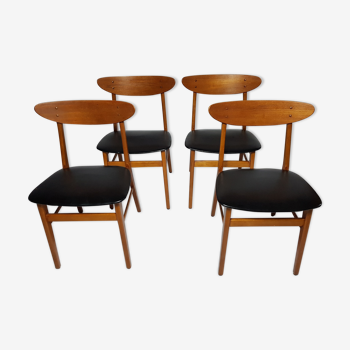 Series of 4 Danish chairs in teak model "farstrup" 210