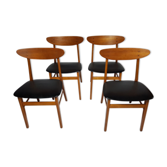Series of 4 Danish chairs in teak model "farstrup" 210