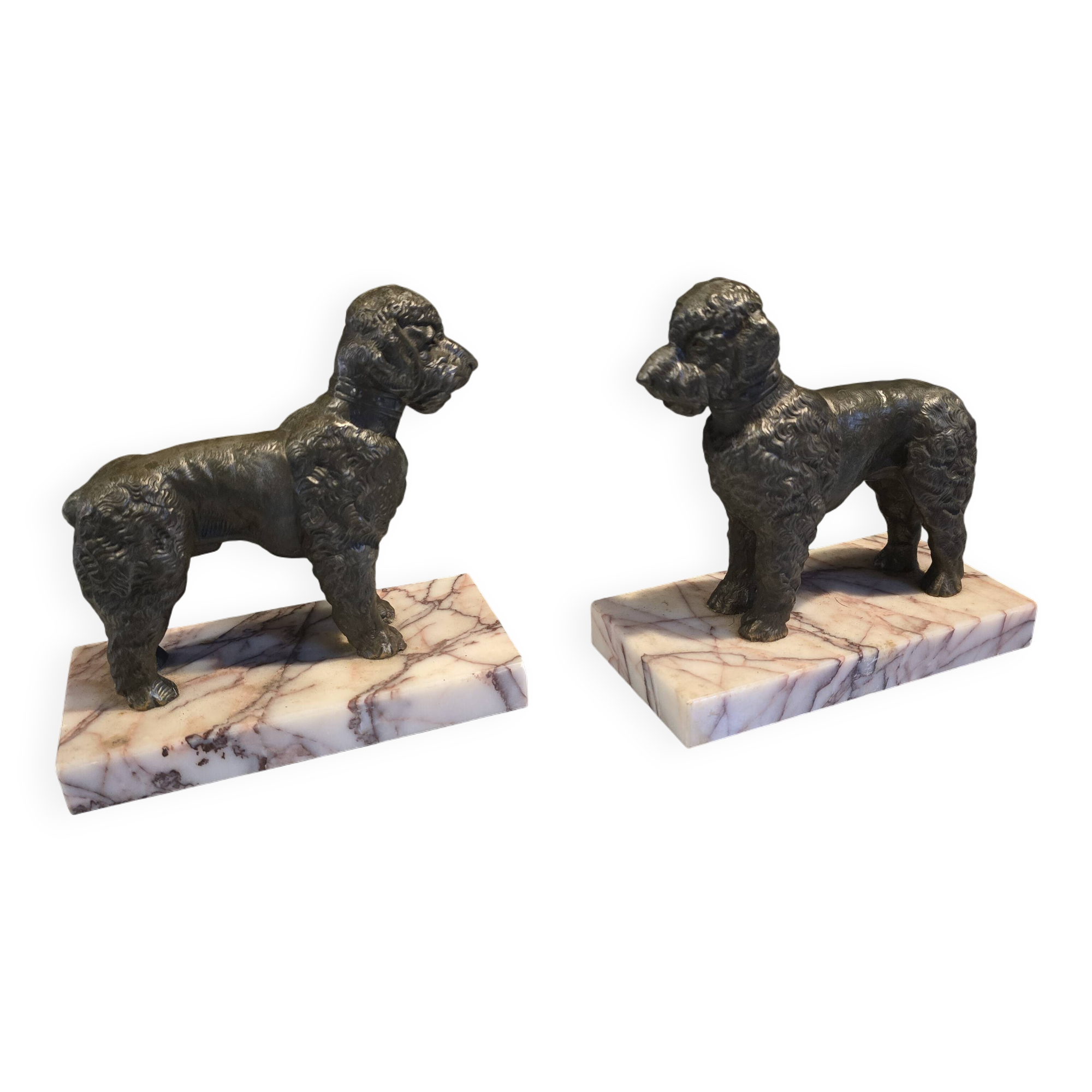 Paire de serre-livres aux caniches