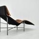 Vintage Cognac Leather Chaise Longue by Tord Bjorklund Sweden, 1970