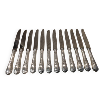 12 silver-plated dessert knives by Christofle Marly, 19.7cm