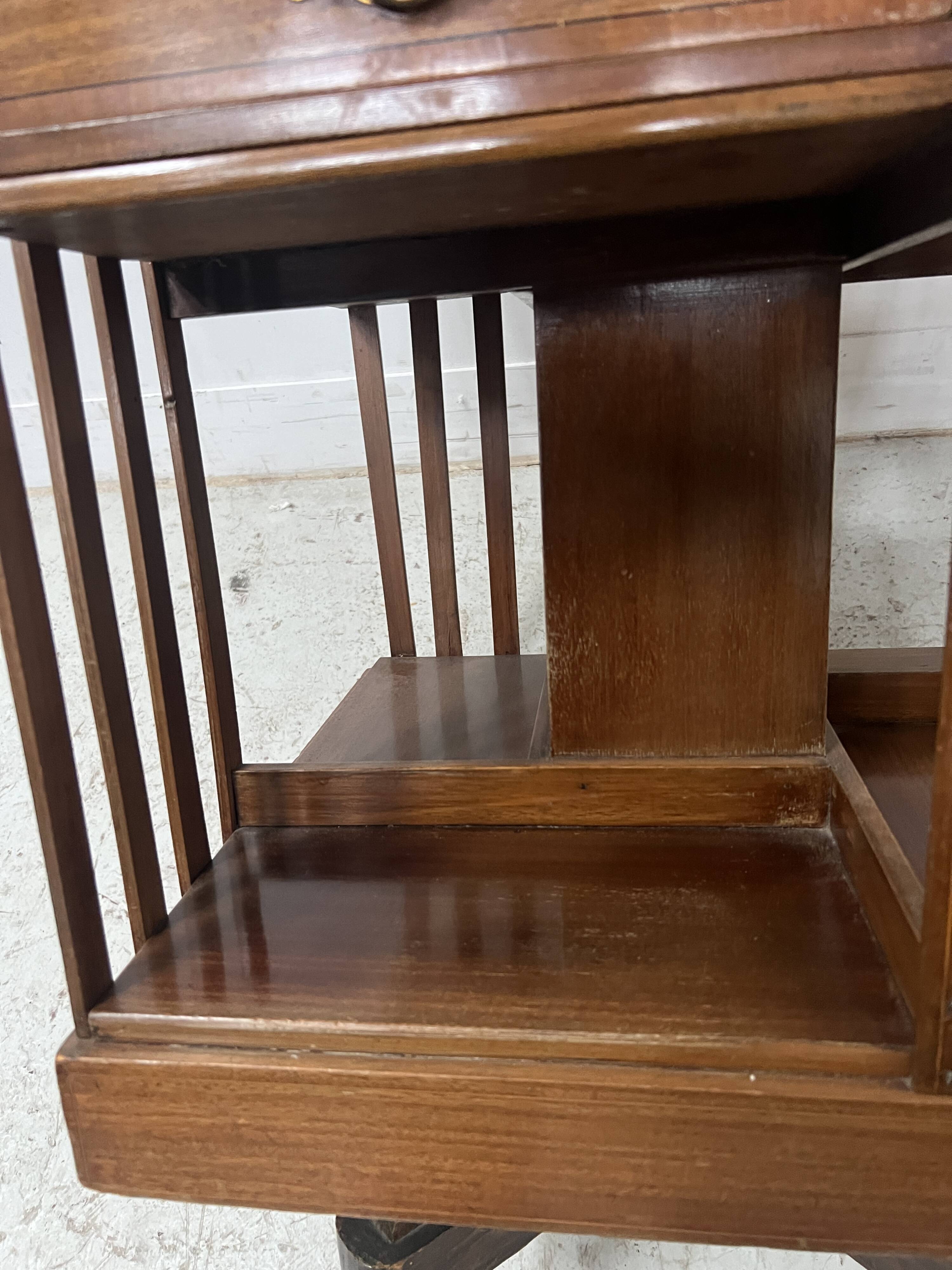20th Century Mahogany Revolving Bookcase with Marquetry Top