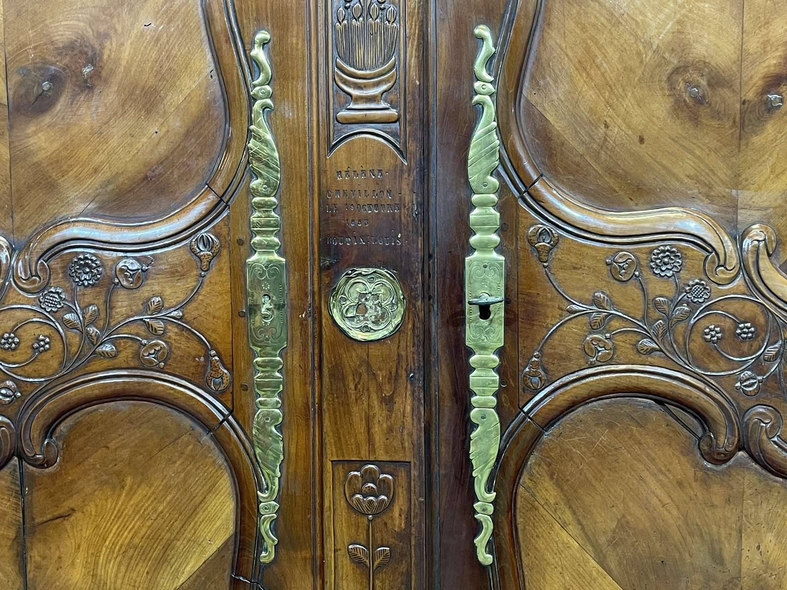 19th-century Rennes wardrobe in cherry wood signed Louis Boutin