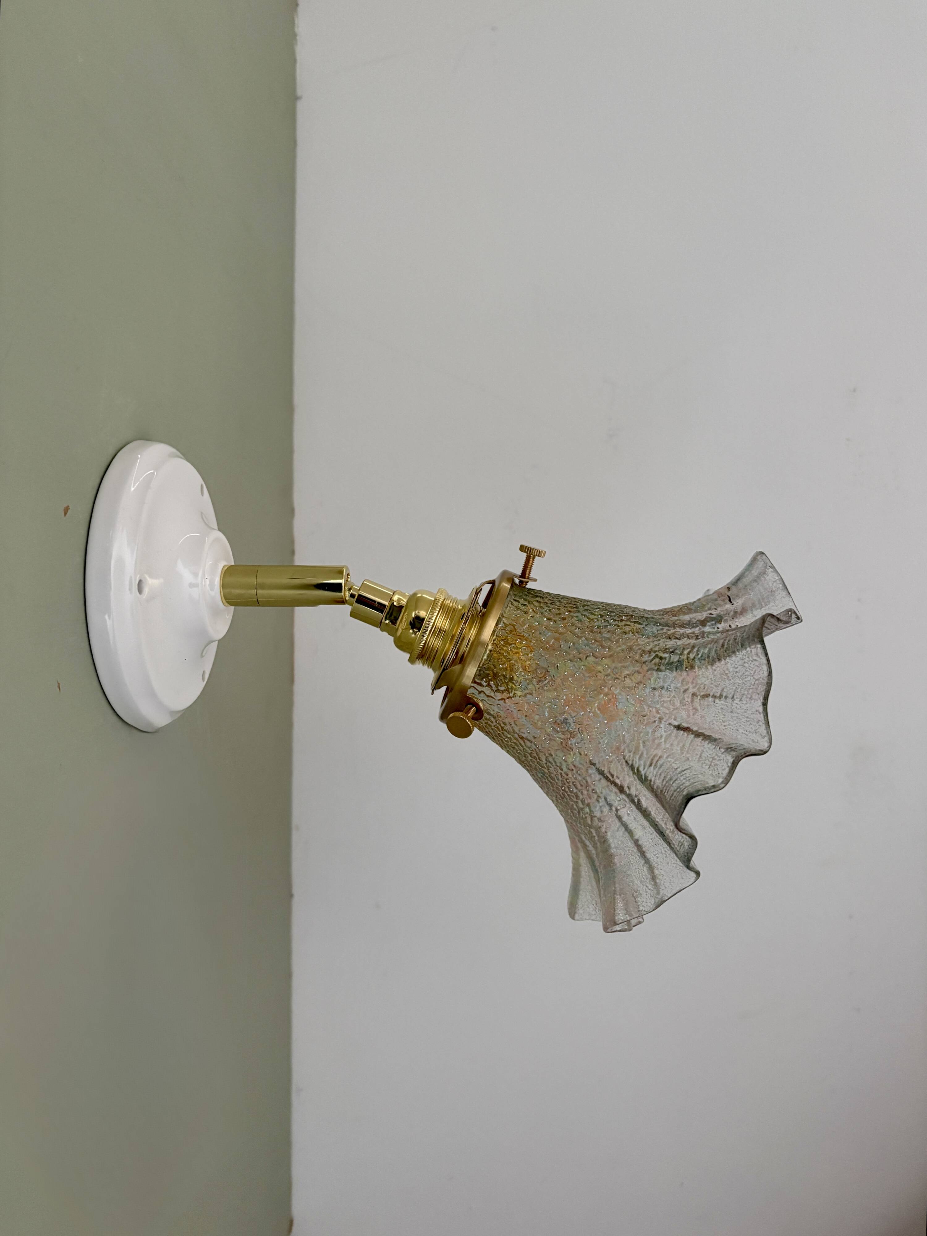 Vintage tulip wall light in iridescent glass