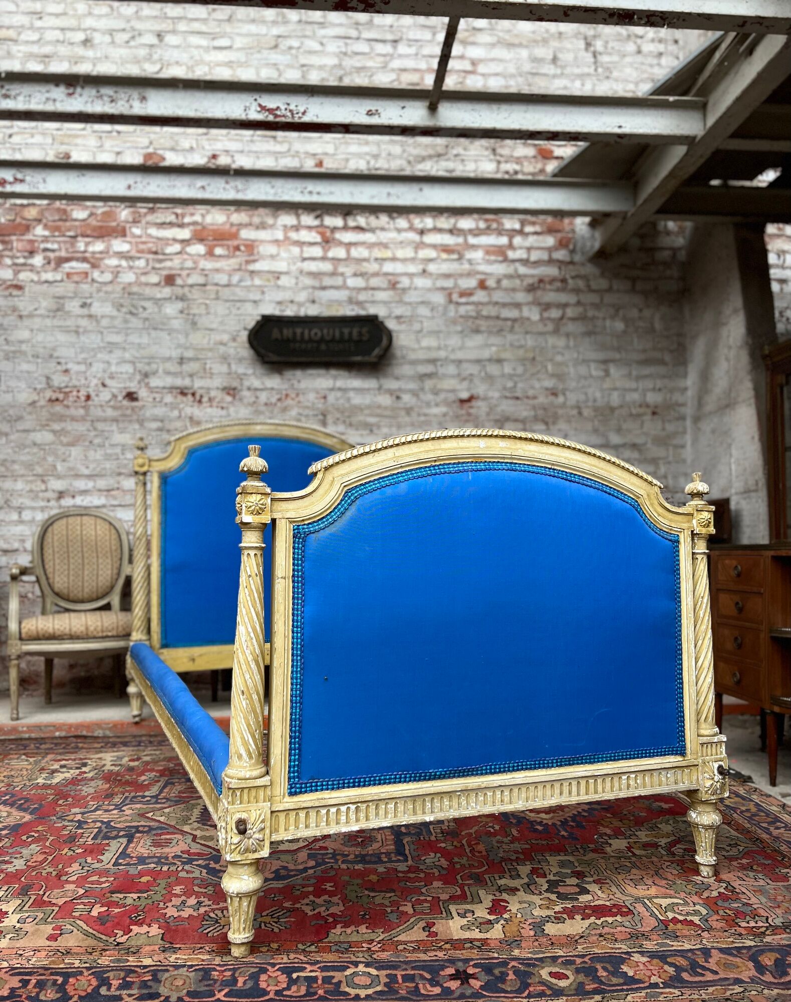 Pair of lacquered wooden beds Louis XVI XIXth