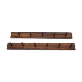 Set of two rosewood wall hangers, denmark, 1970s