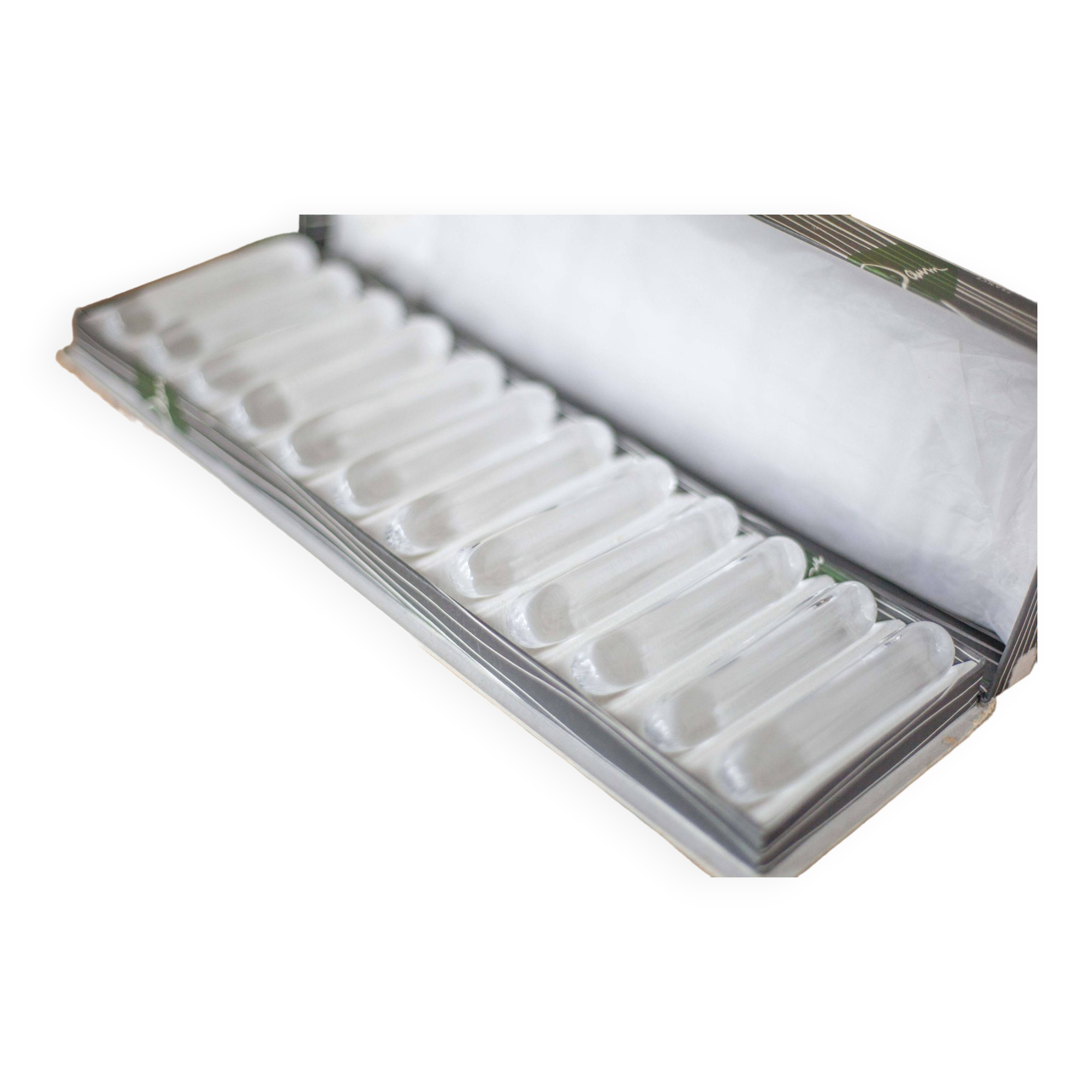 vintage knife holder X 12, Daum Cristal France knife rest, vintage signed cutlery holder