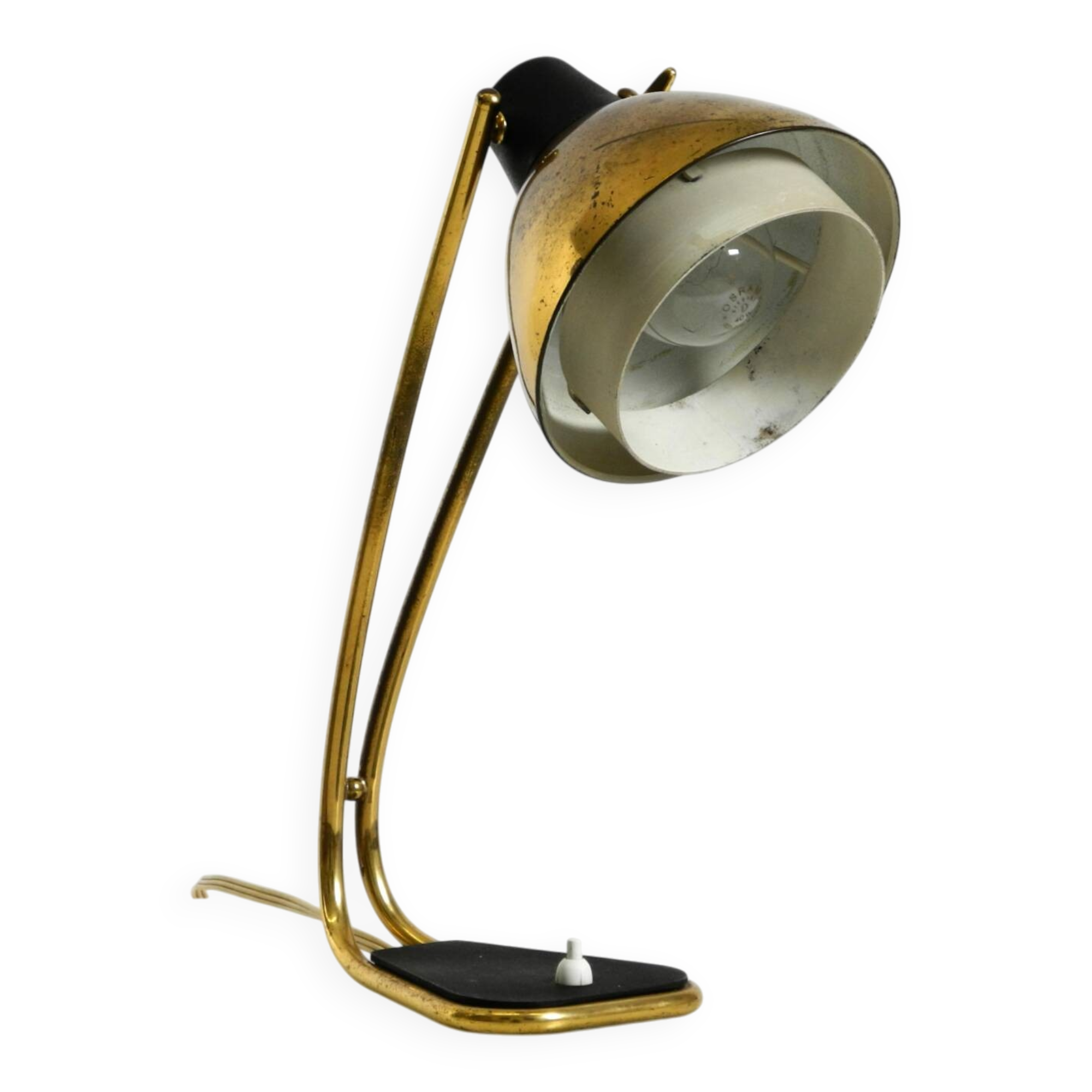 Rare large Mid Century Modern brass table lamp with beautiful patina