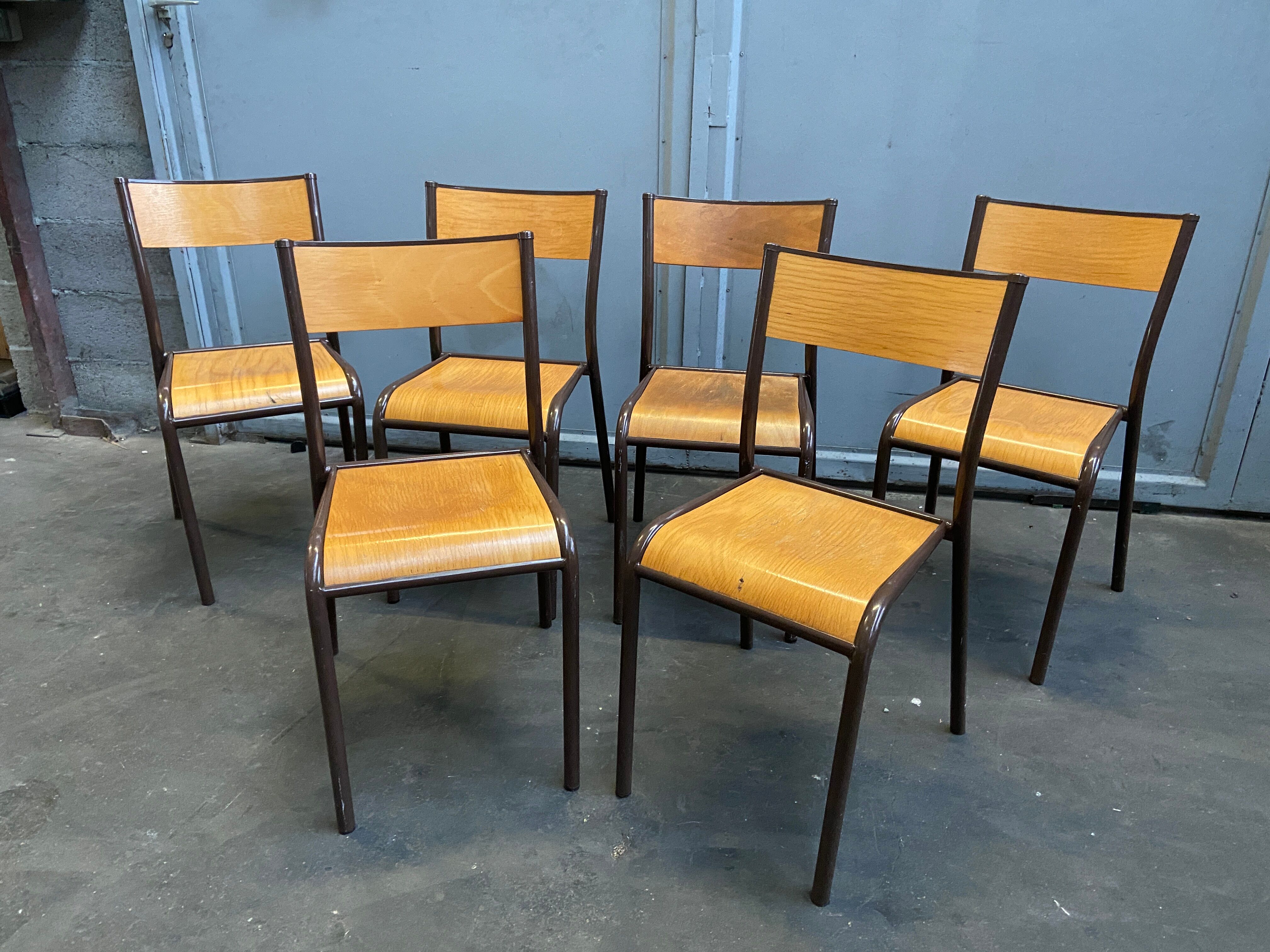 6 vintage school chairs