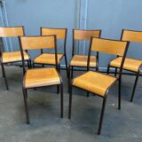 6 vintage school chairs