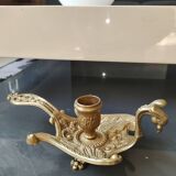 Bourgeoir à main/Rat de cave, Phénix/Paon, en laiton. Style Art Nouveau