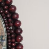 Miroir vintage bohème en perles de bois