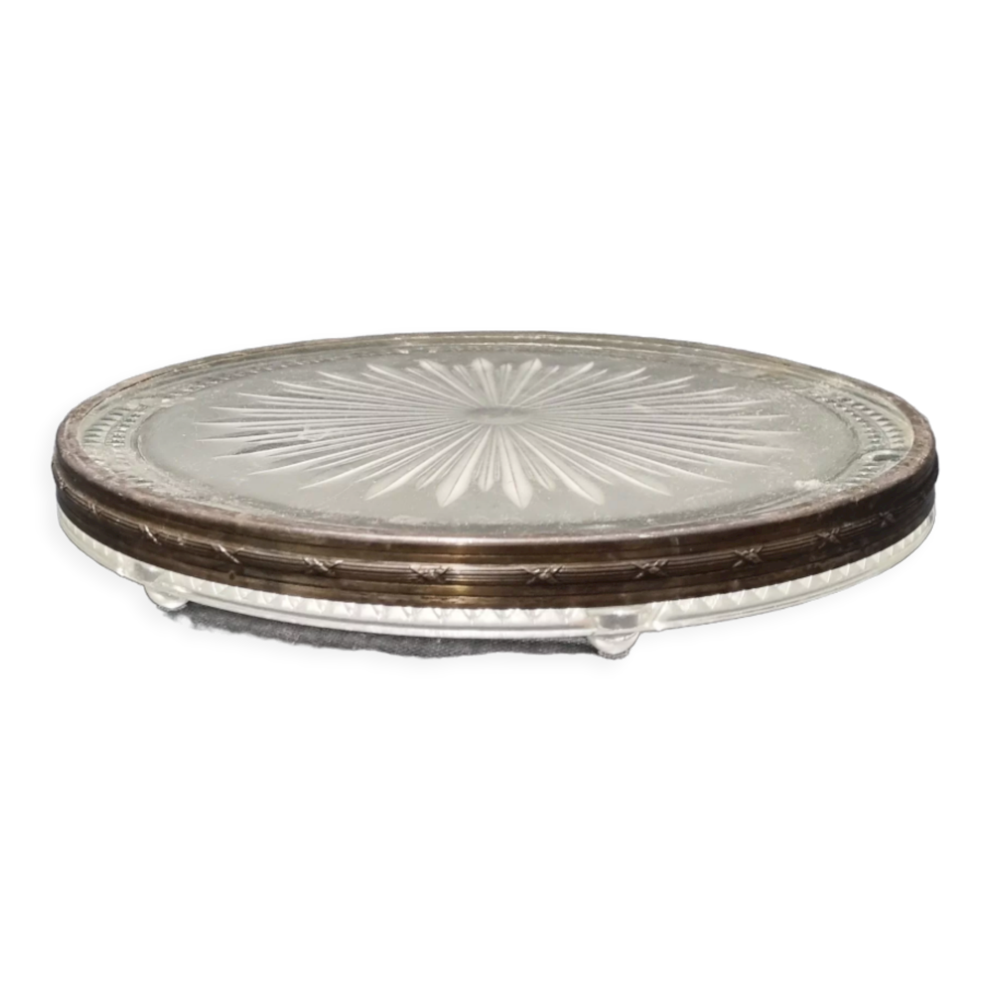 Verlys Art Deco glass and silver coaster