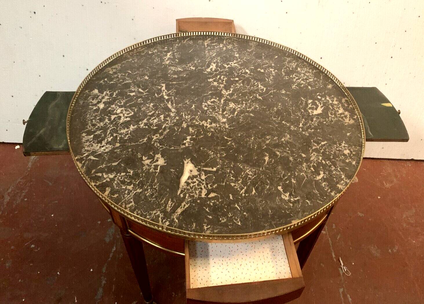 Louis XVI style hot water bottle table in mahogany and 20th century marble