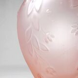 Large art deco style vase in molded/pressed pink glass paste